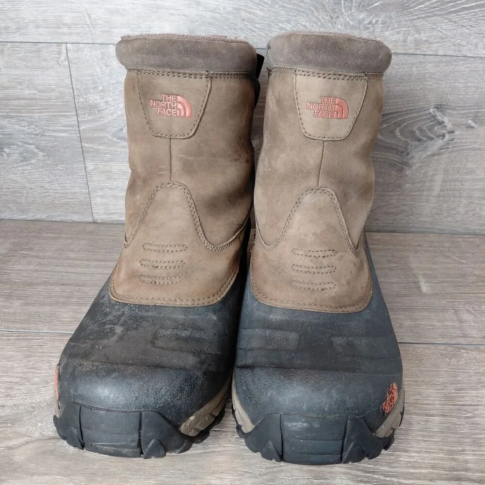 The North Face Chilkat Brown Leather Waterproof Insulated Snow Boots Men Size 12